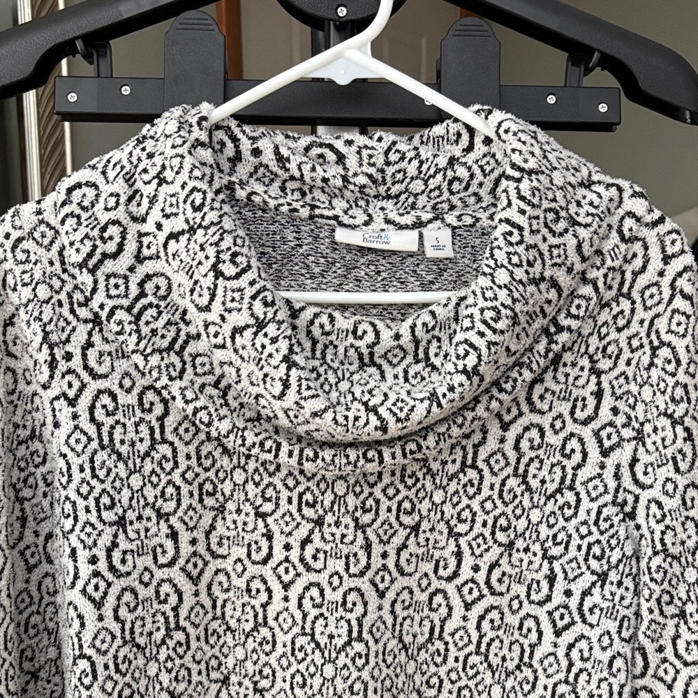 Croft & Barrow Black and White Cowl Neck Sweater